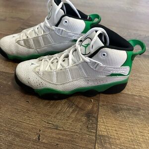 Jordan Kids White and Green Sneakers